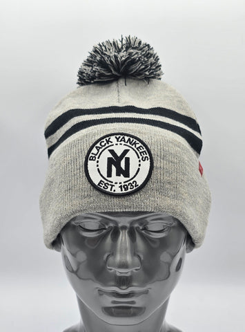 NEW YORK BLACK YANKEES GRAY DUGOUT POM BEANIE