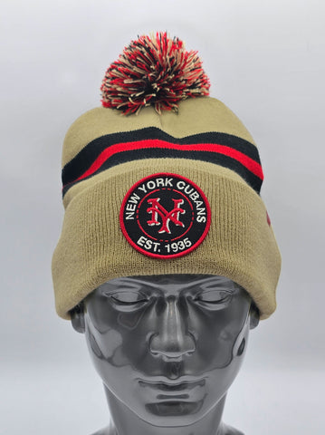 NEW YORK CUBANS KHAKI KNIT POM BEANIE