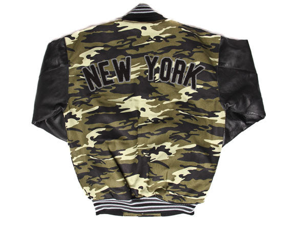 New York Blk Yankees Premium Camo Varsity Jacket